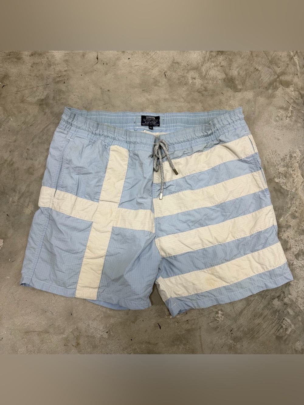 Vilebrequin Swim Trunks Men's XXL Blue Striped Beach Water Pool Logo READ DESCRI